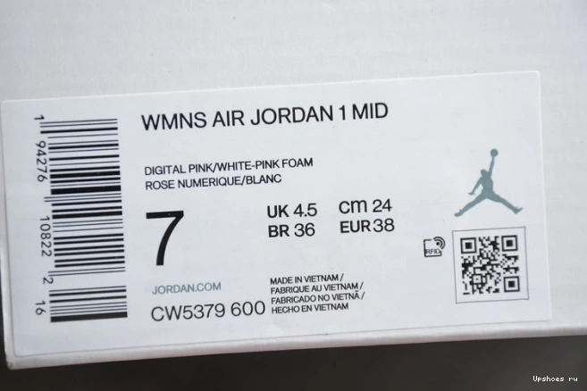 Air CW5379-600 Jordan 1 (W) Mid Digital Pink 1028